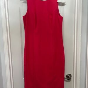 Badgley Mischka Deep Pink Cocktail Sheath/Back Vertical Ruffle detail Sz 12